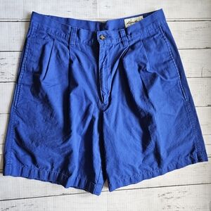 Vintage Eddie Bauer Blue Pleated Chino Cotton Shorts Size‎ 34
